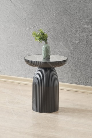 Altınaks Mobilya, Diamond, Bohem Sehpa,tekli Sehpa,yan Sehpa,zigon Sehpa - Siyah & Siyah Mermer Desen Siyah Gövde & Siyah Mermer Desenli Tabla