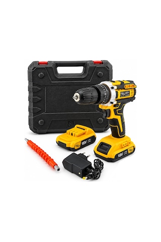 Sarı 1850 Rpm Stanlıy-cordless 18w Şarjlı Matkap Seti Çantalı Yedek Batarya Ats1402 5570
