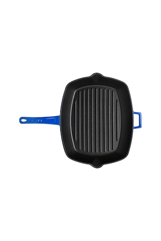 Lava Döküm Izgara Tava Metal Saplı Mavi Ölçü 26 x 32 CM