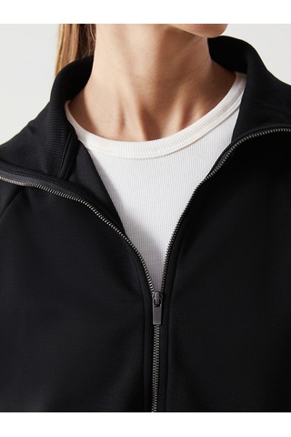 Lcwaıkıkı Classic Siyah Dik Yaka Oversize Kadın Fermuarlı Sweatshirt