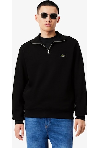 Lacoste Yarım Fermuar Sweatshirt Siyah