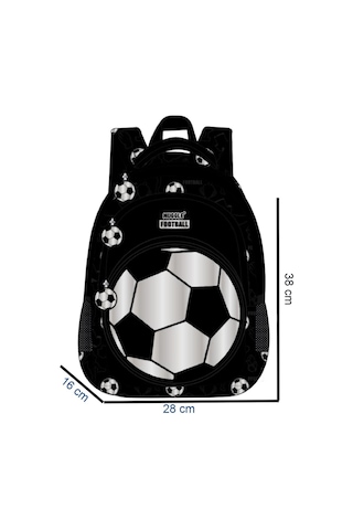 Muggle 3 Bölmeli Silver Football Okul Sırt Çantası Siyah Mu-5874 Siyah