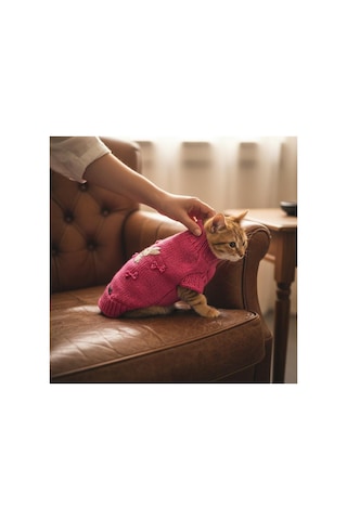 Kedi Ve Köpek İçin Tavşan Motifli Pembe Kazak