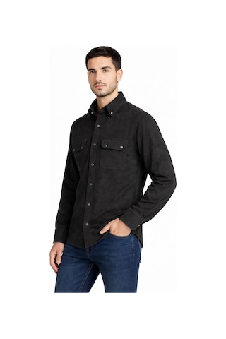Classics Men Yxc Uzun Kol Slim Fit Erkek Süet Gömlek - 7439 Siyah