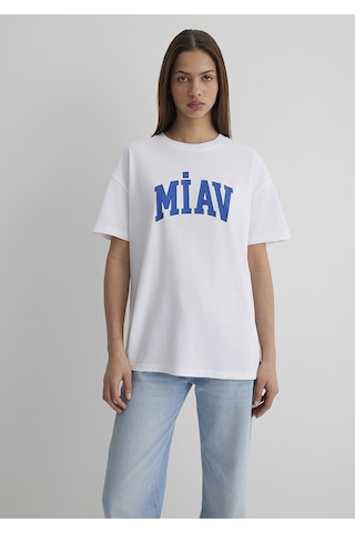 Mavi - Miav Baskılı Beyaz Tişört 1612457-620 Beyaz