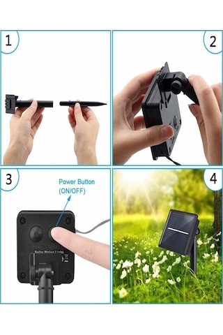 Pazly Güneş Enerjili Peri Işıkları - 10m 100 Led Sıcak Beyaz Aydınlatma