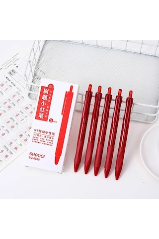 Tcherchı Yaratıcı 5 Parça St Kalem Kafası 0.5mm Bahar Kafa Basın Kırmızı Jel Kalem Karbon Su Kalem