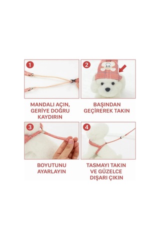 Kedi Köpek Göğüs Tasması Ve Gezdirme Kayışı Seti - Ayıcıklı Ekose, 1 Adet Bx-316377