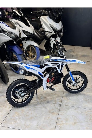 Enbest Benzınlı Çocuk Cros Motoru Hidrolik Frenler 7-17 Yaş Mavi