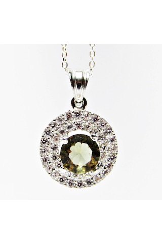 Lilahgümüştr Gümüş Yuvarlak Damla Taşlı Kadın Kolye