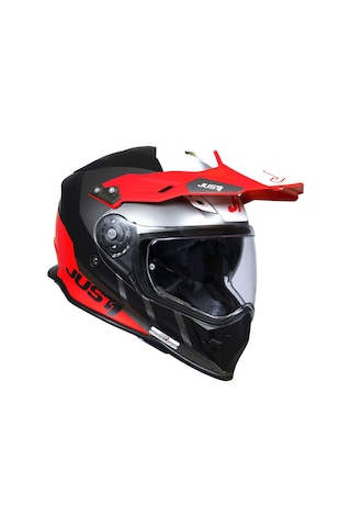 Just1 J34 Pro Outer Space Kapalı Motosiklet Kaskı Siyah Kırmızı Beyaz