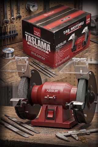 Assur 220W 125 MM Disk Çapı Zımpara Balta Bıçak Bileme Makinesi Taş Motoru Tezgah Üstü Taşlama - 3066