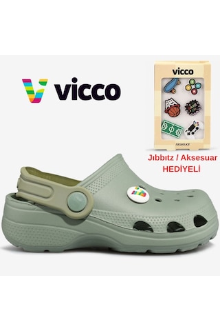 Vicco Didim Jıbbıtz Aksesuar Hediyeli Ortopedik Unisex Çocuk Terlik Yeşil
