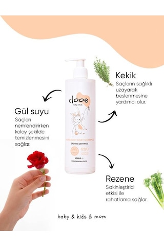 Clooe Organik Bebek & Çocuk Saç - Vücut Şampuanı 400 ML pH Dengeli Konak Önleyici