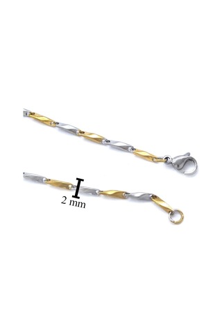 Çelik Zincir 316l Çift Renkli Erkek Model Zn-256 Altın - Gümüş