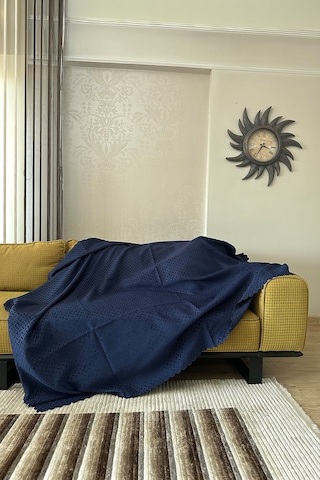 Sofline Kadife Şönil Koltuk Örtüsü, Kaymaz Kanepe Örtüsü, Koltuk Şalı 180 X 220cm Lacivert