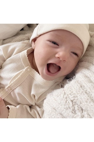 Naturaborn Gots Organik Sertifikalı Patikli Kroşetalı Bebek Uyku Bej