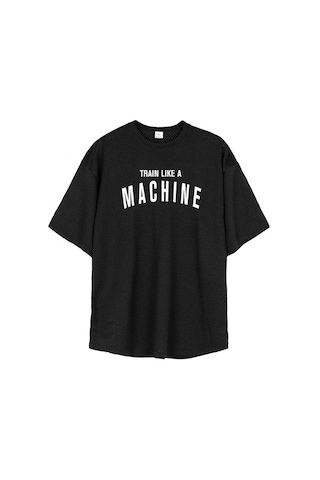 Siyah Muscleguys Yaz Fitness Giysileri Erkek Hızlı Kuruyan Nefes Alabilir Koşu Antrenman Bol Kısa Kollu Antrenör Üstü