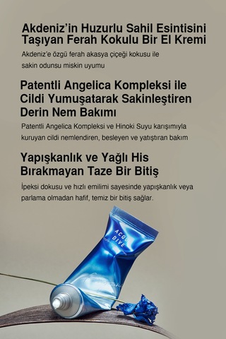 Nemlendirici, Hafif Dokulu Unisex Parfümlü El Kremi Dashu Acqua Dive Perfume Hand Cream