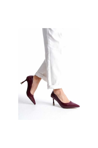 V.s.h Velvet Kadın Stiletto Rugan Arkası Kapalı Şık Kadın Stiletto-2191 Bordo