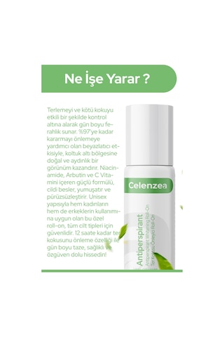 Celenzea Beyazlatıcı Aşırı Terleme ve Ter Kokusu Önleyici Roll-On Deodorant 50 ML