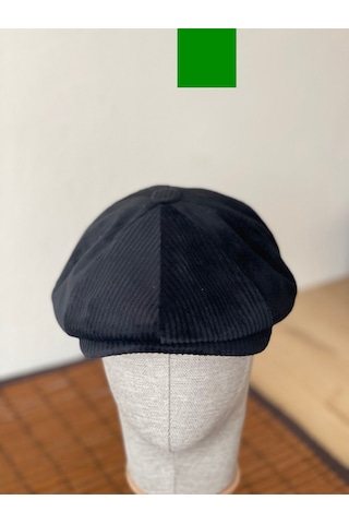 Aida Jewelss Kışlık Kadife Ingiliz Kasket Peaky Blinders Model Erkek Kasket Dökümlü Kadife Kasket Siyah