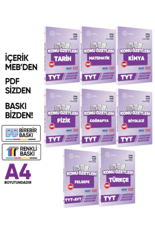2027 Yks-tyt Mebi-ogm Pratik Konu Özet Kitap Seti Renkli A4 Boyut Görsel Destekli Baskı Ücreti