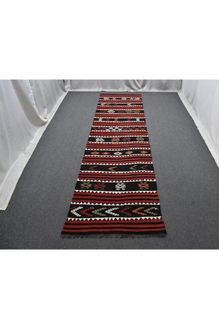 Zehra Abla Halı El Dokuması Eşsiz Yekpare Malatya Yolluk Yün Kilim 7494 Çok Renkli