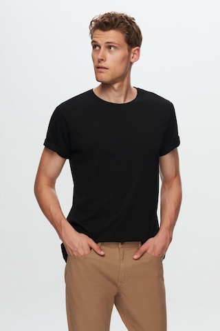 D's Damat Bisiklet Yaka Pamuklu Nefes Alabilen T-shirt Siyah