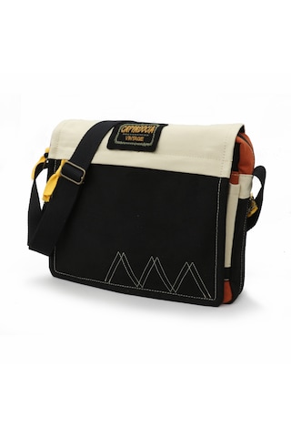 Cappadocia Vintage 4009 Omuz Postacı Siyah Krem 15.6 Laptop Çanta Siyah - Altın