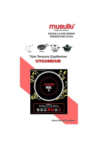 Musullu German 3500W Elektrikli Ocak Şık Tasarımlı Tek Gözlü İndüksiyonlu Cam Yüzey - Siyah