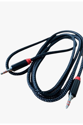 Hasır Örgülü 2 Metre Aux Kablosu Ses Kablosu 3.5 Mm Siyah