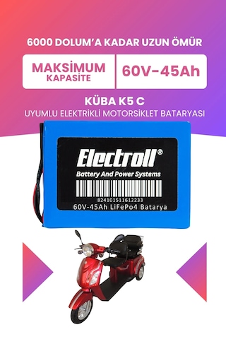 Küba K5 C Uyumlu Batarya Maksimum Kapasite Lifepo4 60v 45ah Elektrikli Motosiklet Bataryası