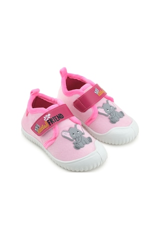 Gezer Kız Çocuk Kışlık Tek Cırt Cırtlı Ayarlanabilir Rahat Taban Ev, Bahçe, Okul, Kreş Panduf Ayakka Pembe