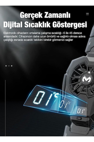 Coofbe RGB 5-8.45 inç Dijital Göstergeli Tablet Soğutucu Telefon Gamer Oyuncu Radyatör Soğutma Fanı