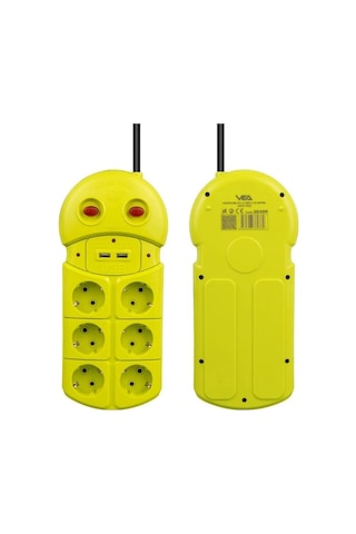 Vea Ve-970usb 2xusb'li 1.5 Metre 6'lı Akım Korumalı Grup Priz