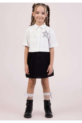 Dmb Kids Kız Şort Etek Takım 2 Li 25ydmb0522 Beyaz - Siyah