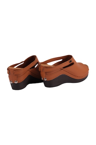 Napa Shoes Ortopedik Konforlu Dolgu Topuk Ayarlanabilir Açık Burun Terlik Napa-1001 Taba