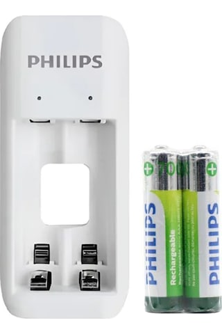 Philips Scb2070nb/00 2 Li Beyaz 2xaaa 700 Mah Pilli Pil Şarj Cihazı Aleti