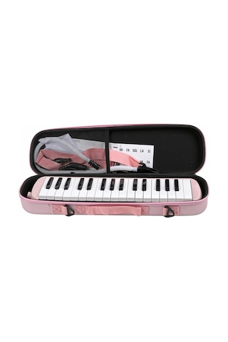 32 Tuşlu Özel Oval Çantalı Açık Pembe Melodika Yedek Ağızlıklı