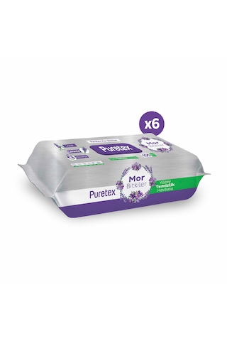 Puretex Yüzey Temizlik Havlusu Mor Bitkiler 6x100 600 Yaprak Beyaz