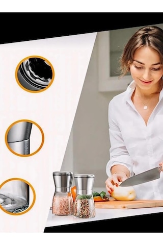 1 Adet Cam Hazneli Tuz Ve Karabiber Değirmeni Yüksek Kalite Baharat Öğütücü El Değirmeni Genel