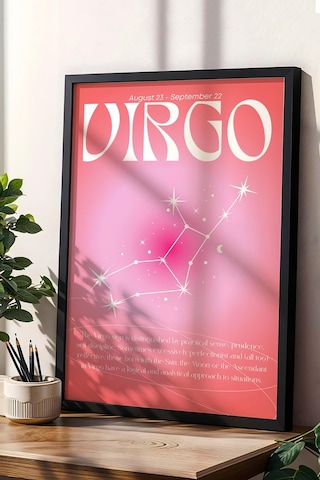 Virgo Başak Burcu Çerçeveli Tablo Aura Enerji Renkleri Astrolojik Takım Yıldızı Sembolü