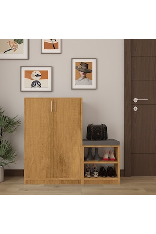 Asra Trend Puflu Ayakkabılık A-25 %100 MDF Minderli Geniş Portmanto Petra