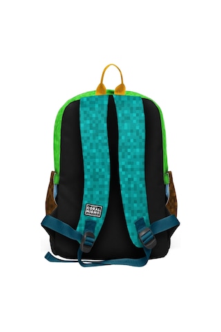 Coral High Erkek Çocuk Siyah Yeşil Kahverengi Craft Desenli İlkokul Sırt Çantası Dört Bölme 33216 Çok Renkli