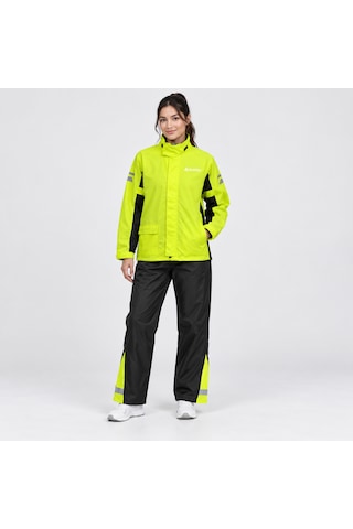 Nukrowear Drycone Premium Motosiklet Motorcu Yağmurluğu Su Ve Rüzgar Geçirmez Reflektörlü Yağmurluk Takımı Neon Sarı - Siyah