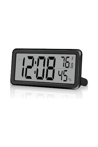 Xurunkeji Dijital Çalar Saat, Masa Saati, Pil İle Çalışan Lcd Elektronik Saat Dekorasyonları Yatak Odası Mutfak Ofis - Siyah