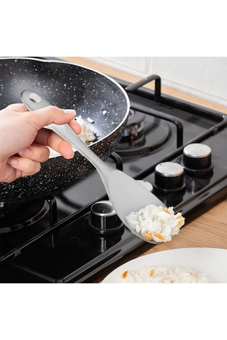 Porsima 5262-1 Sert Uçlu Silikon Pilav Kaşığı Kepçe Beyaz 22cm