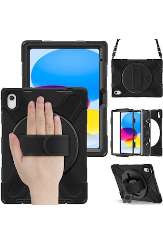 iPad Uyumlu 10. Nesil 10.9 İnç 2022 Uyumlu Kılıf Ultra Koruma Zırh Askılı Silikon Tablet Kılıfı