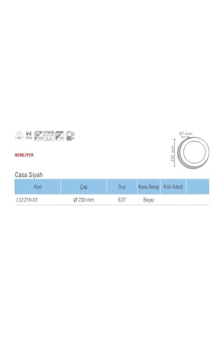 Luster 18w S.ü. Casa Kafesli Led Armatür Siyah Kasa 6500k